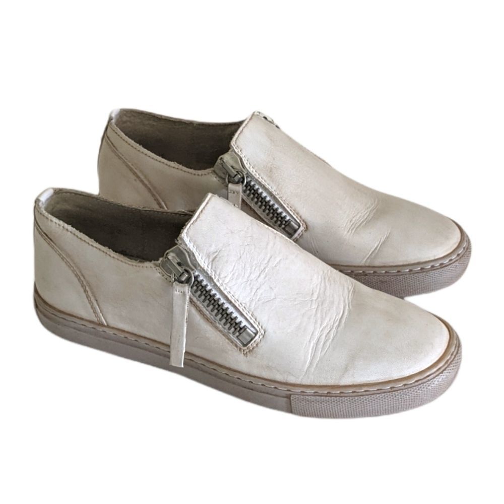 Diesel Vintage Washed Leather Sneakers Women's 37 Cream